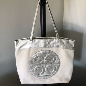 Coach Op Art Leather and Canvas Tote